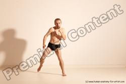 Underwear Martial art Man White Moving poses Slim Short Blond Dynamic poses Academic